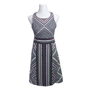 prAna Halter‎ Activewear Dress W/Bra Geometric Shapes & Stripes women's size XS